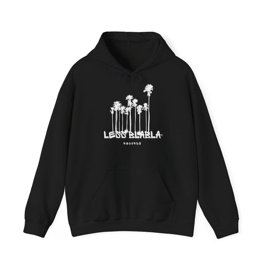 Less BlaBla Records Palmtrees Black White - Unisex Heavy Blend™ Hooded Sweatshirt - EU